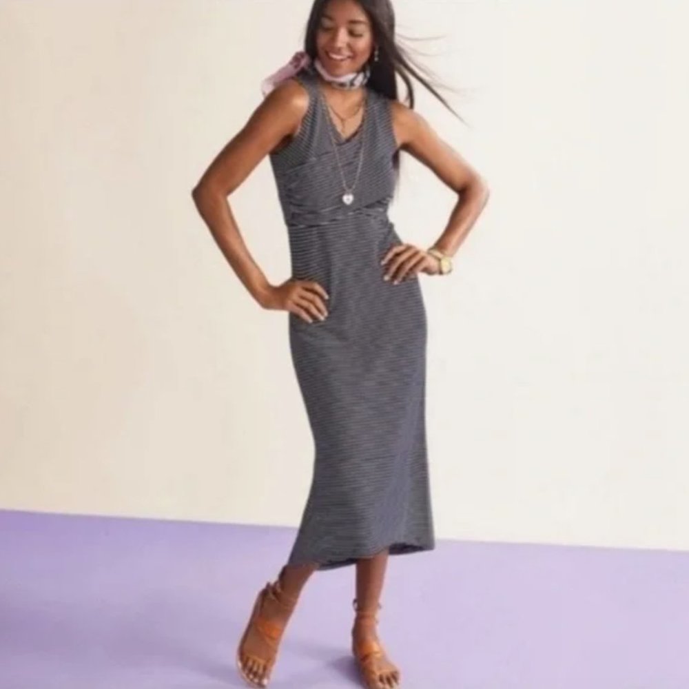 Cabi Launch Dress #5610 Navy White Stripe Size Small